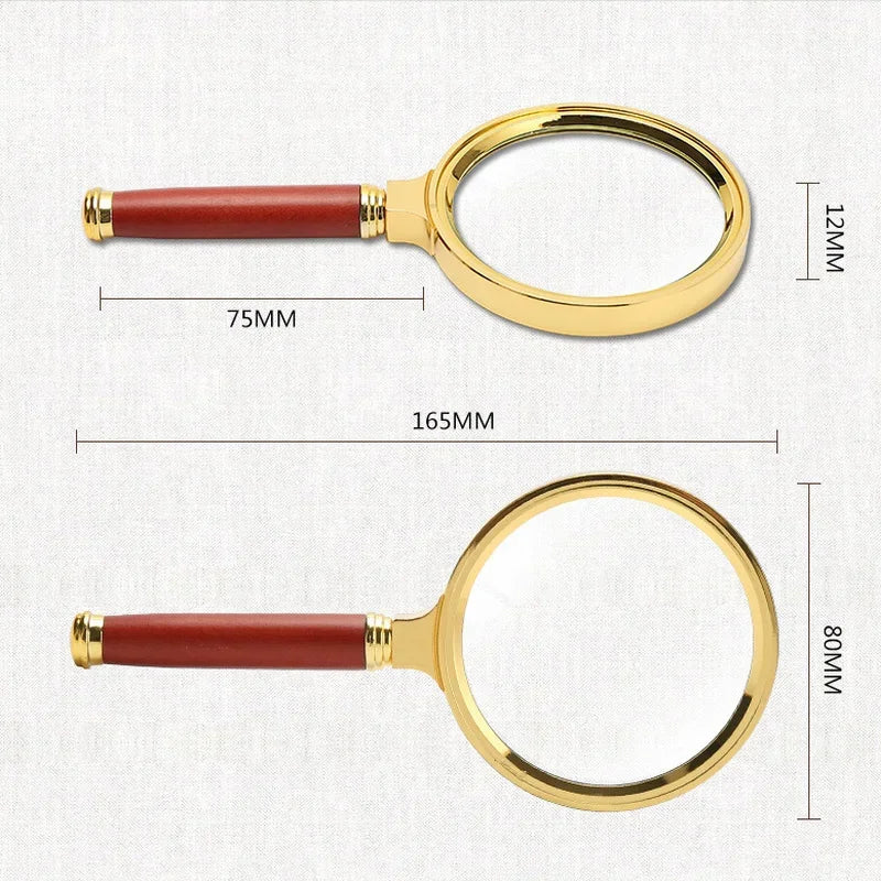 10x Handheld Magnifying Glass – Wood Handle FMC Loupe 60–80mm Handheld Magnifier Loupe Axl