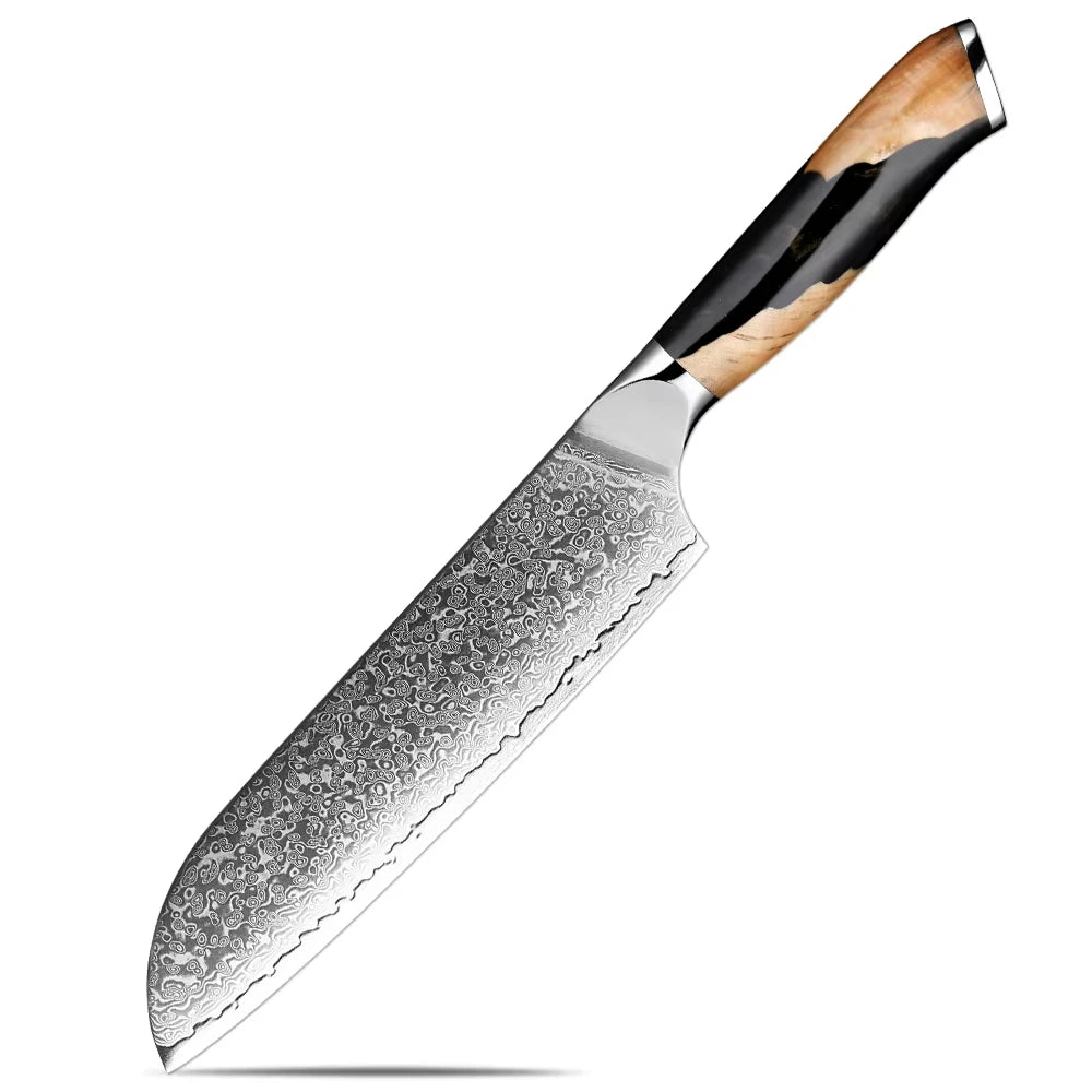 XITUO 7-Piece Damascus Steel Kitchen Knife Set | Ultra Sharp Kitchen Knife Set Axl Santoku Knife