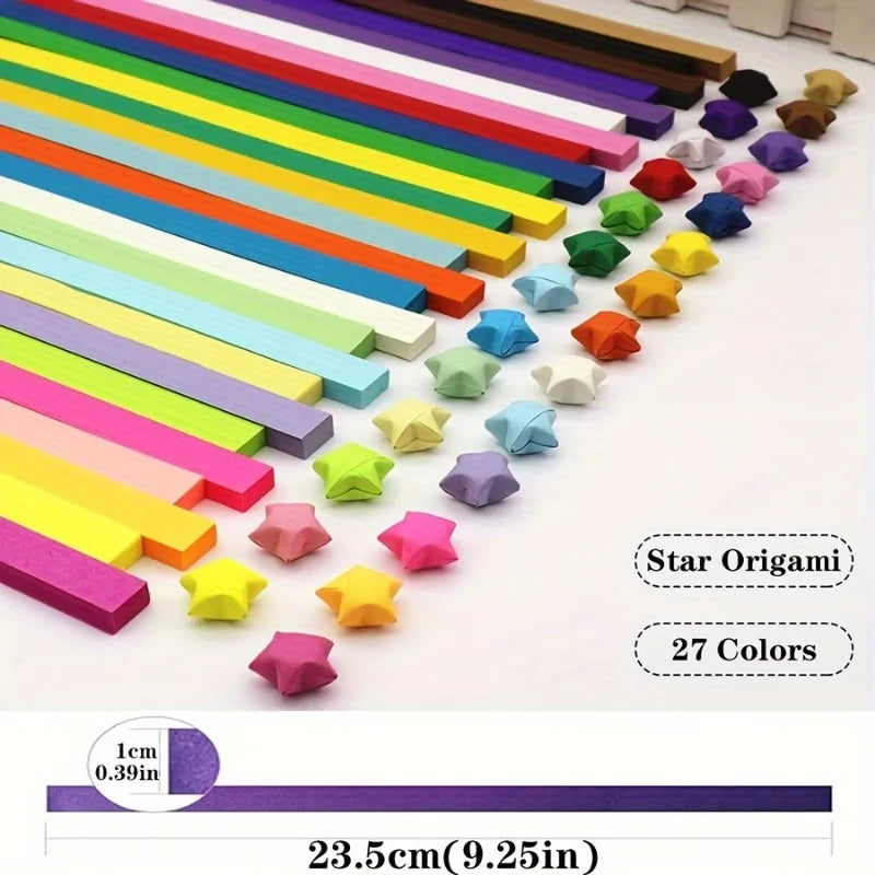 1030-Sheet Lucky Star Origami Paper Set – 27 Colors DIY Kit Origami Paper Set Axl