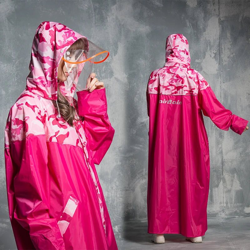 Camouflage Long Raincoat – Unisex Motorcycle Rain Poncho Rain Poncho Axl Pink XXL