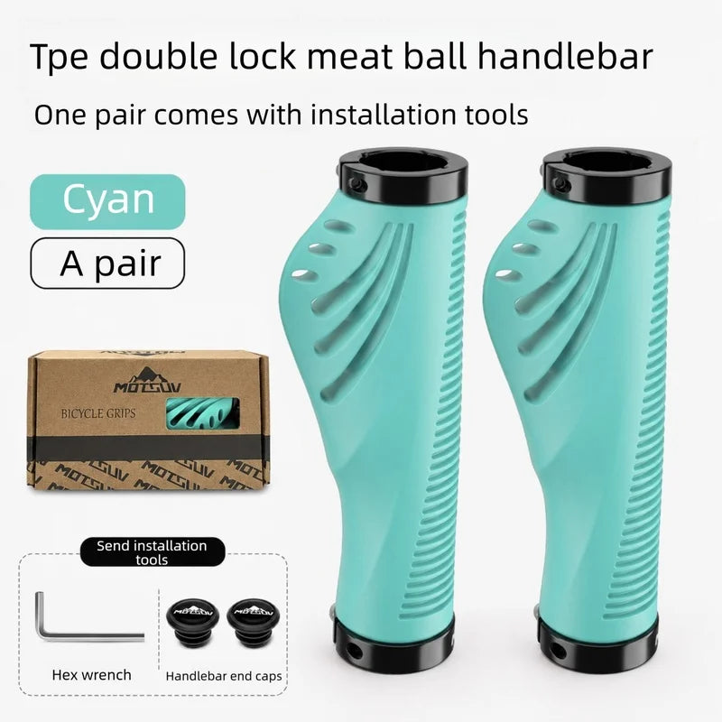 MTB Ergonomic Handlebar Grips – Dual Lock Aluminum Non-Slip Bike Handlebar Grips Axl