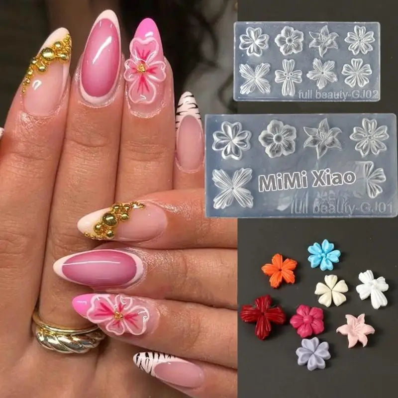2Pcs 3D Flower Lily Silicone Nail Art Molds – DIY Manicure Nail Art Mold Axl