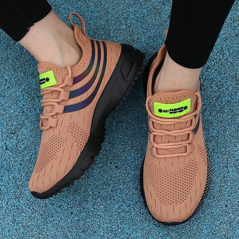AZGB Women's Athletic Sneakers – Knit Mesh & Reflective Stripe Women's Athletic Sneakers Axl