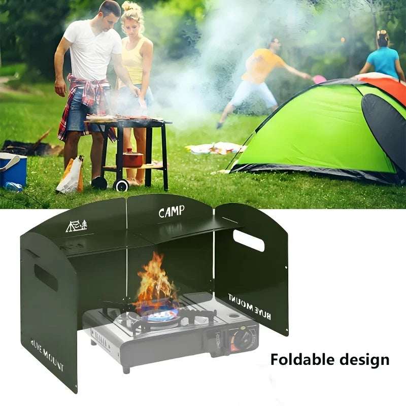 4-Sided Camping Windbreak Screen | Foldable with Spice Shelf Camping Wind Shield Axl
