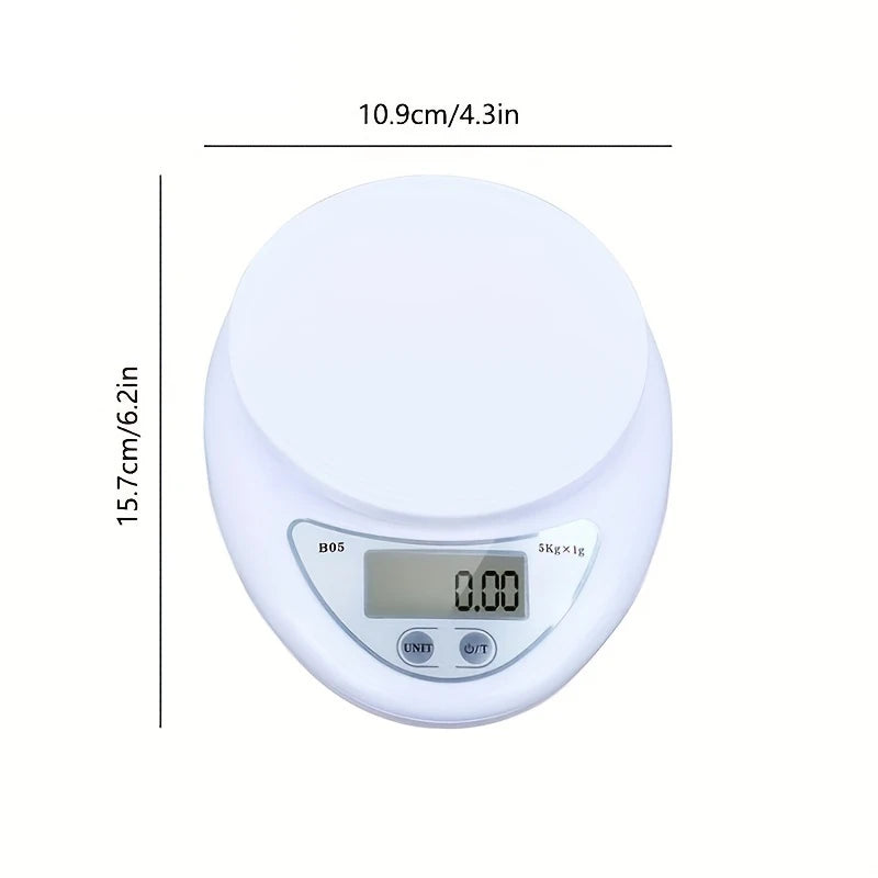 KEMORELA 5KG Digital Kitchen Scale – LCD, 1g Accuracy Digital Kitchen Scale Axl