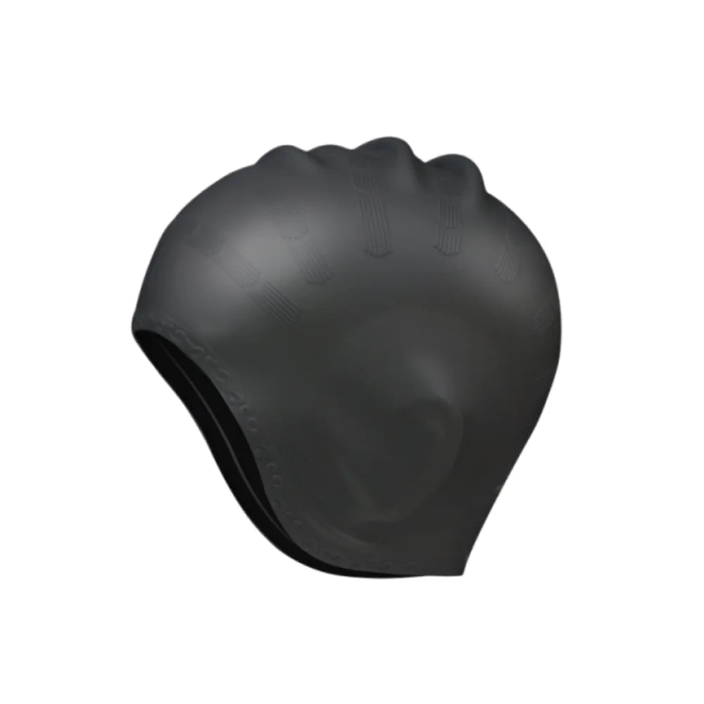 Plus Size Silicone Swim Cap – Printed, Waterproof & Ear Guard Silicone Swim Cap Axl Black earmuffs