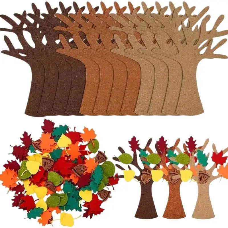 96 Pcs DIY Felt Tree Kit – Autumn Thanksgiving Wall Décor DIY Craft Kit Axl