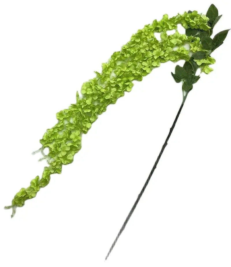 Silk Hydrangea Wisteria Vine 3-Fork Artificial Flowers 172cm Artificial Flower Vine Axl green