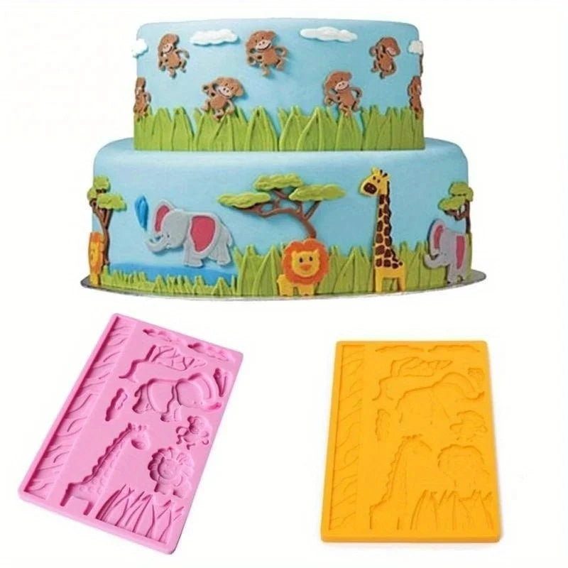 Zoo Animal Fondant Cake Mold – Silicone Embosser Baking Tool Fondant Cake Mold Axl