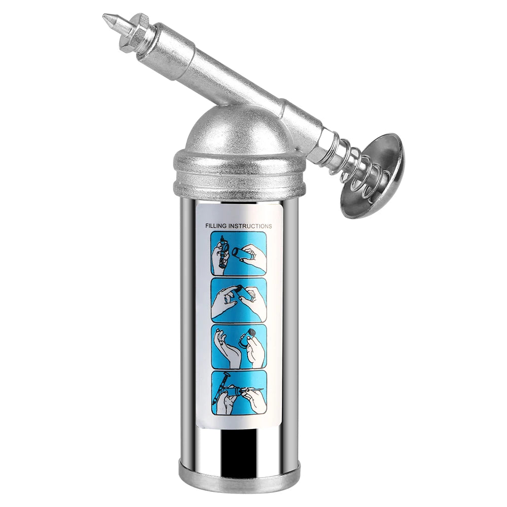 Handheld Mini Grease Gun 1000PSI Alloy Oiler – 80cc Capacity Mini Grease Gun Axl Sliver