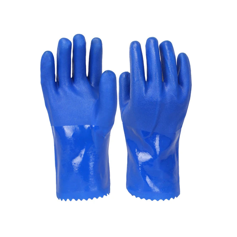 PVC Industrial Rubber Gloves – Anti-Slip Waterproof Chemical Work Industrial Work Gloves Axl L Blue
