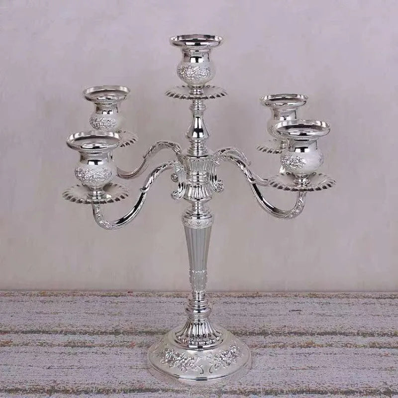 Silver Gold Multi-Arm Metal Candelabra – 3 & 5 Arm Candle Holder Metal Candelabra Axl Silver 5 Arm