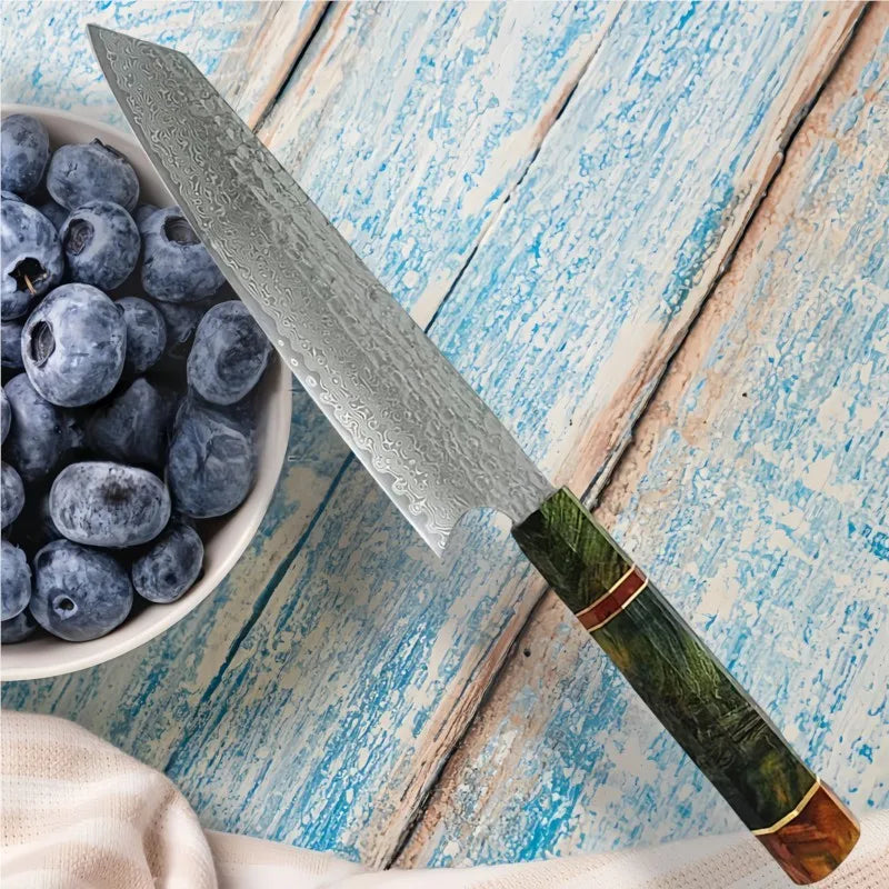 Damascus Nakiri Chef Knife – 67-Layer VG10 Steel | 8 Inch Damascus Chef Knife Axl