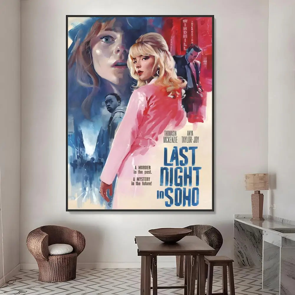 Last Night in Soho Movie Poster Waterproof PVC Stickers Movie Poster Sticker Axl White16 60X90cmNoframe