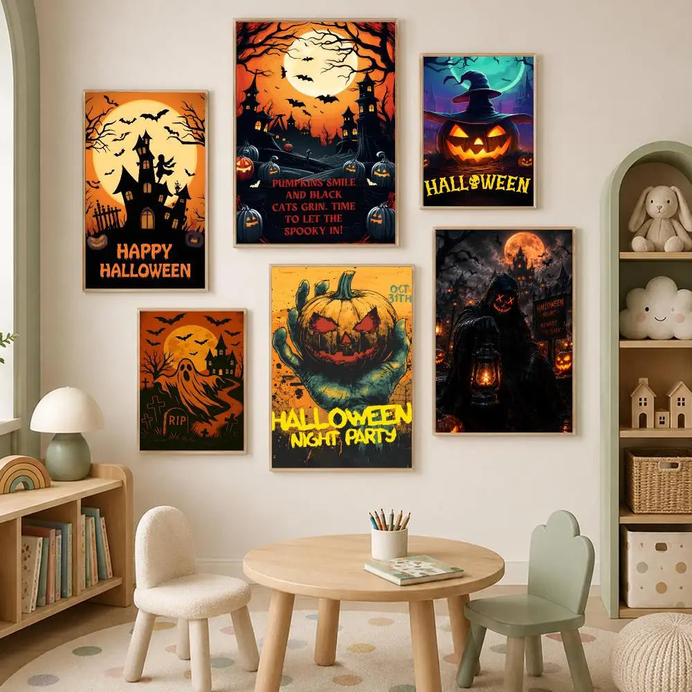 Halloween Self-Stick Wall Poster – Waterproof HD Home Decor Wall Art Poster Axl