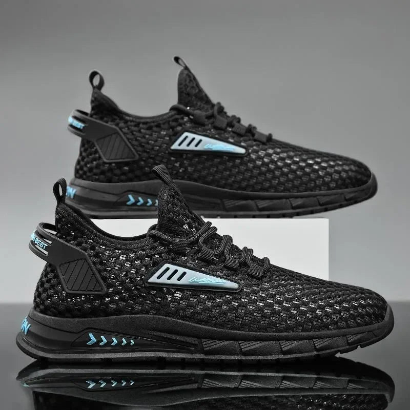 YBQJOO Men's Mesh Breathable Sneakers – Soft Sole Casual Shoes Mesh Casual Sneakers Axl black 39