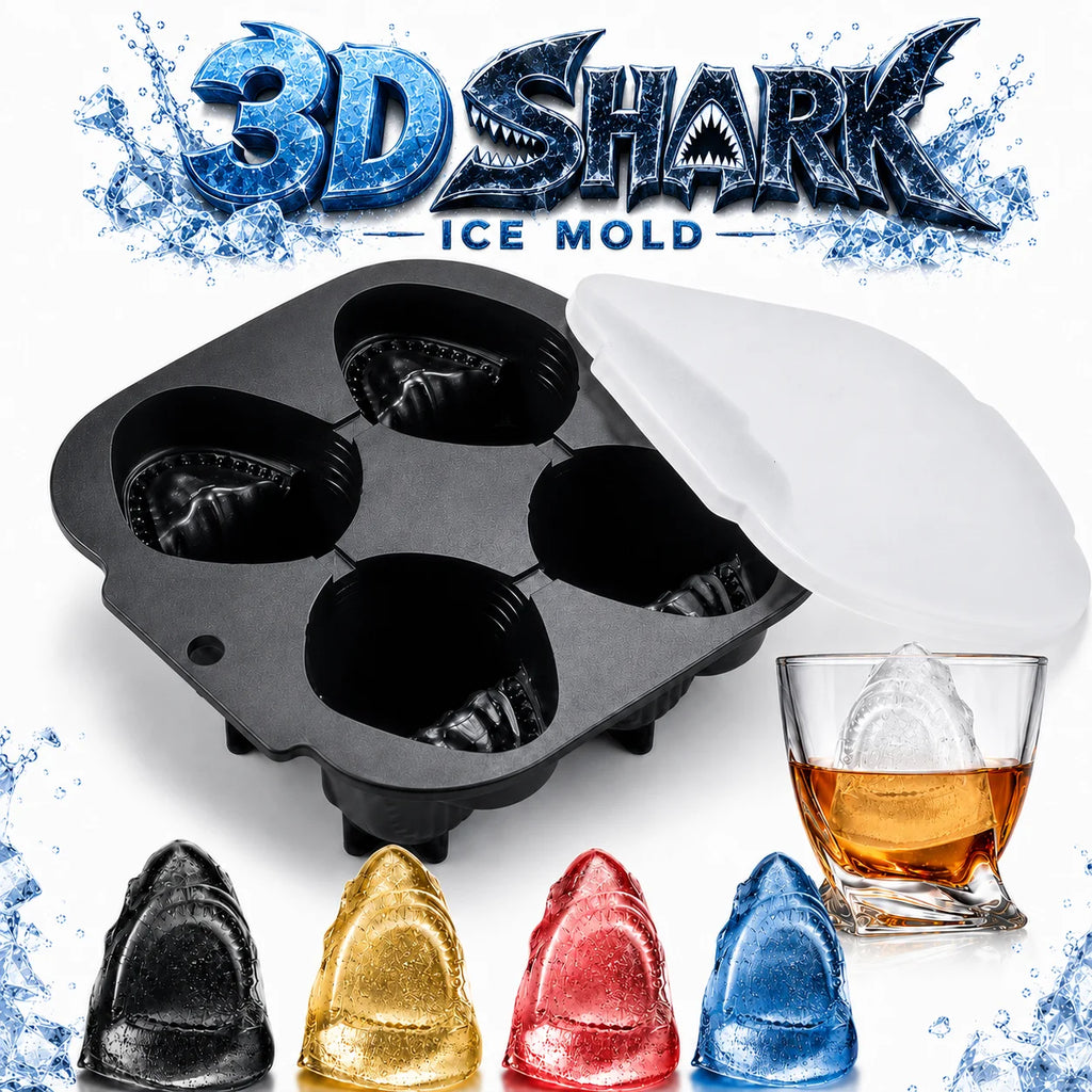 3D Shark Silicone Ice Cube Mold – Large Slow-Melt Ice Maker Ice Cube Mold Axl