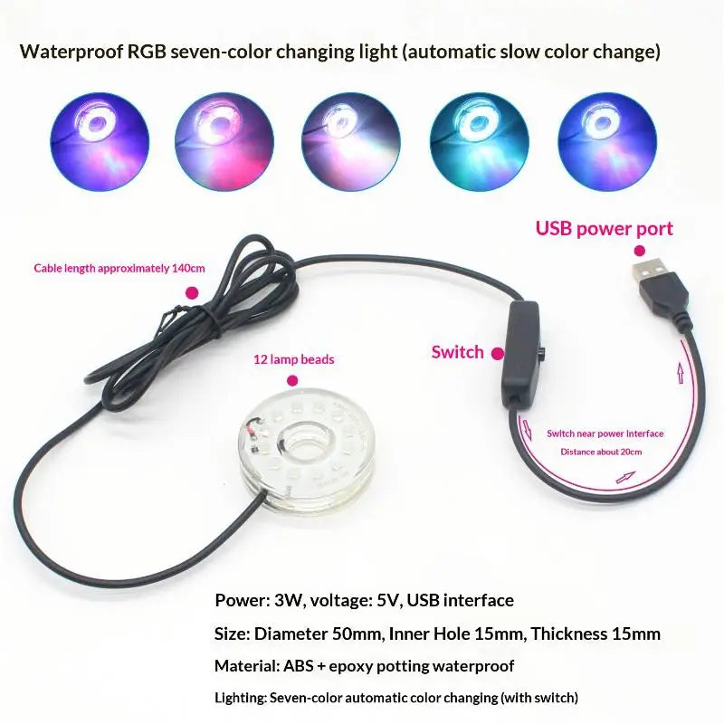 USB LED Submersible Aquarium Light – Colorful Waterproof Lamp Aquarium LED Light Axl A5 5V USB