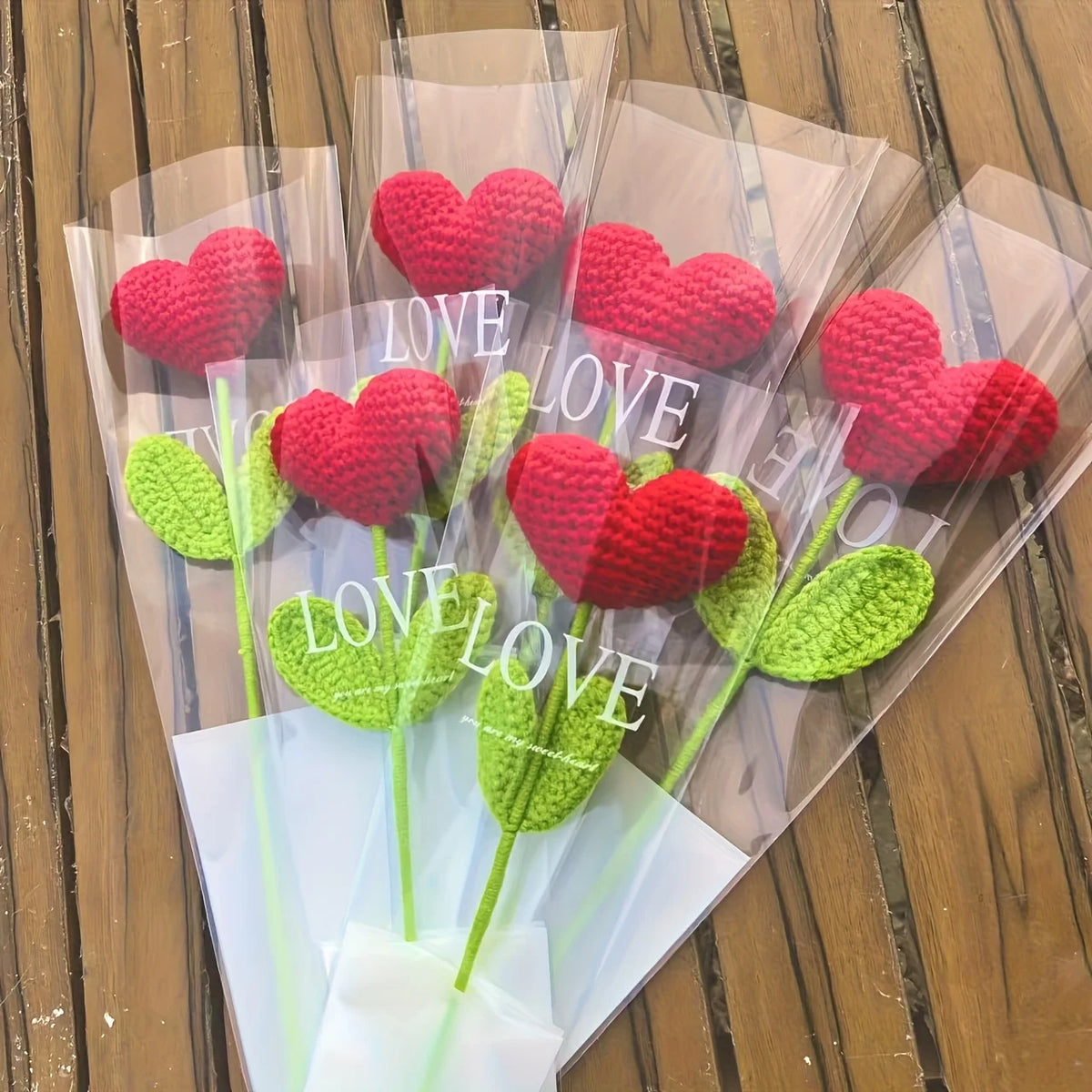 Handmade Crochet Heart Bouquet – Yarn Rose Flowers Gift Crochet Flower Bouquet Axl