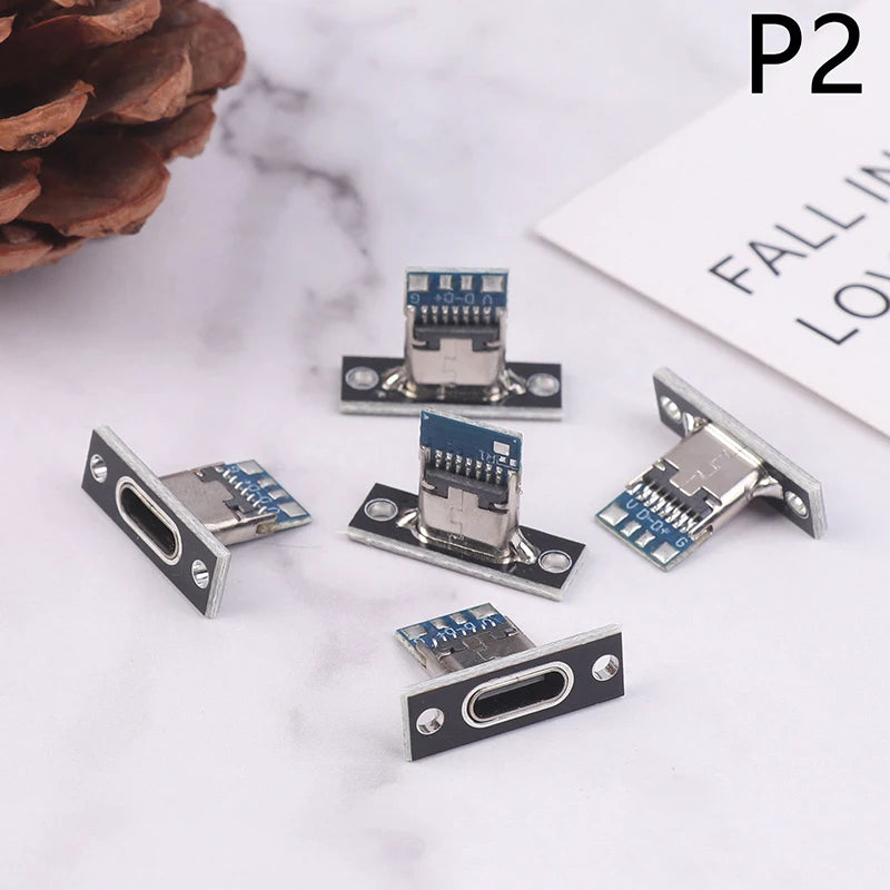 5-Pack USB 3.1 Type-C Female Socket Connector with Screw Plate USB-C Connector Socket Axl P2