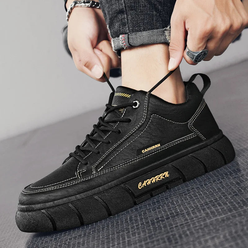 Men's Vintage British Style Lace-Up Casual Shoes – Thick Sole Men's Casual Shoes Axl