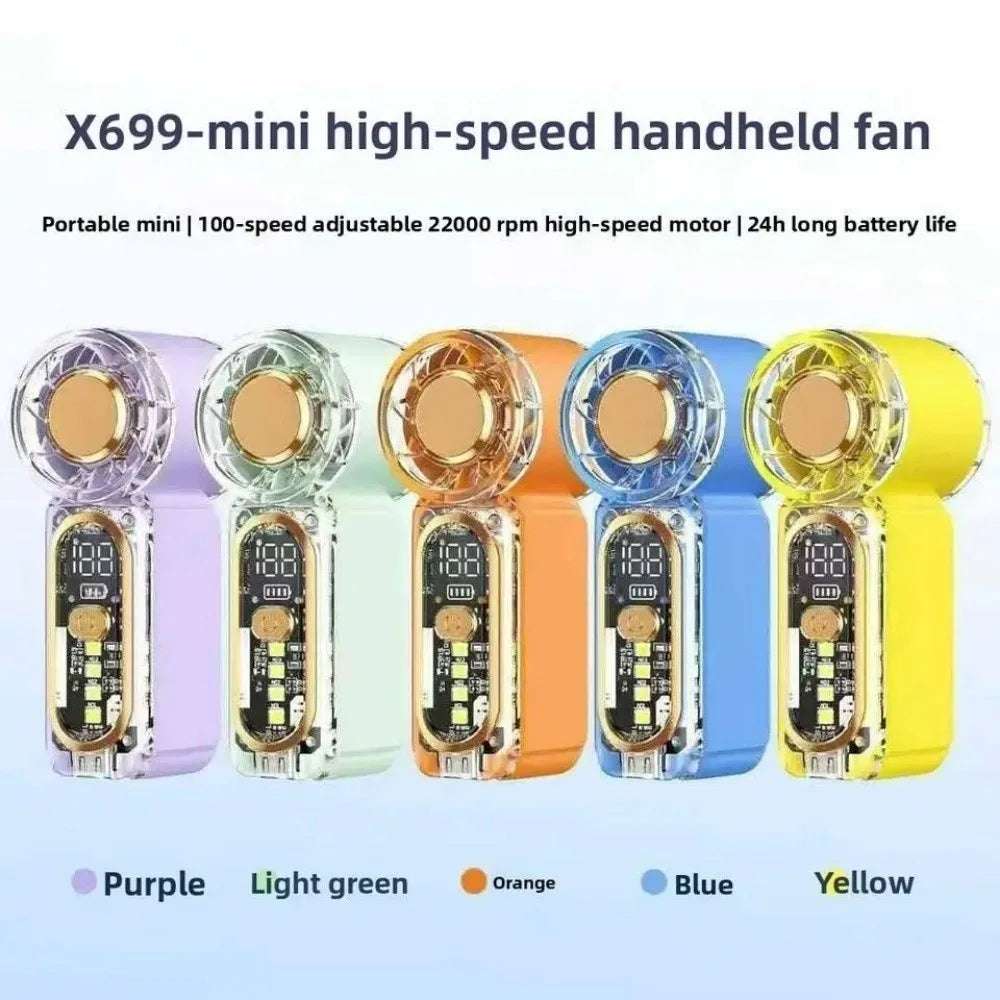 Mini Portable Handheld Fan – 100 Speeds, LED Display, USB-C Handheld Portable Fan Axl