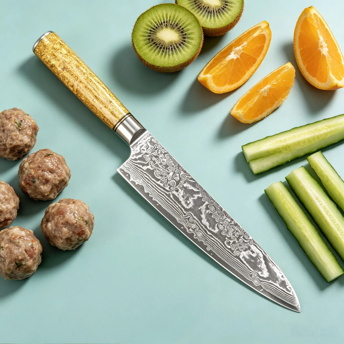 67-Layer Damascus Steel Chef Knife – Sharp Kitchen Cleaver Damascus Chef Knife Axl