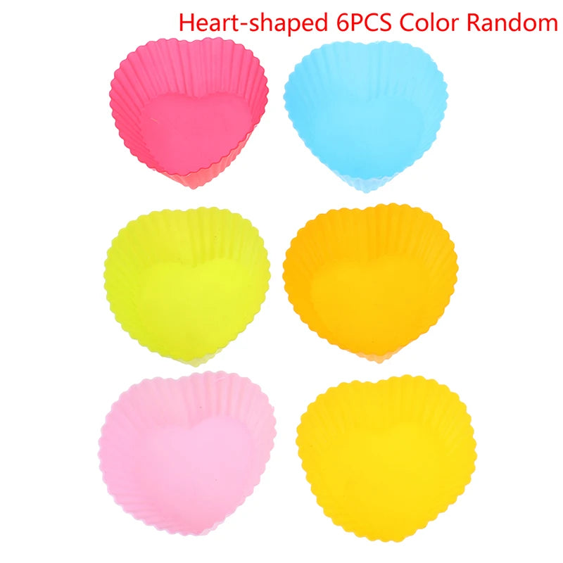 6-Piece Silicone Cupcake Molds – Oven & Freezer Safe Bakeware Silicone Baking Molds Axl Heart-shaped