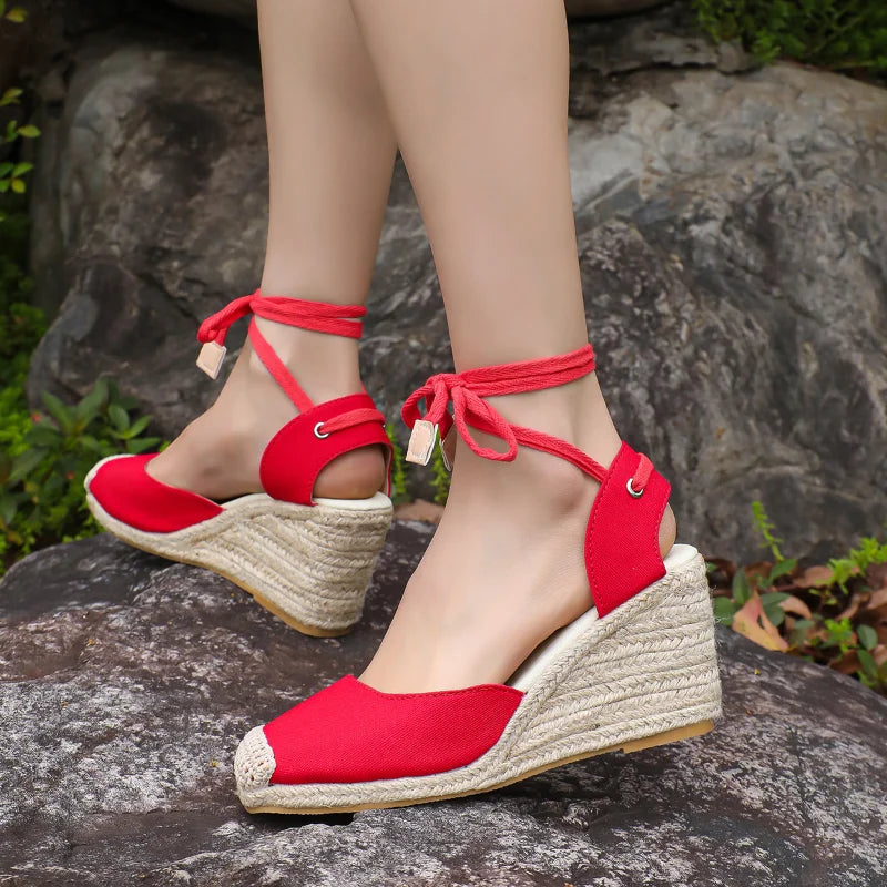 Women's Wedge Espadrille Platform Sandals – Ankle Strap Wedge Platform Sandals Axl