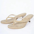 Women's Clip Toe Low Heel Slides – Elegant Summer Beach Slippers Women's Slide Sandals Axl Beige 43
