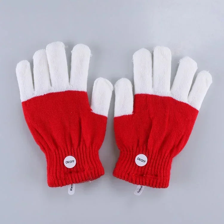 LED Glowing Gloves – Light-Up Fingertip Flash Party Gloves LED Party Gloves Axl M Red