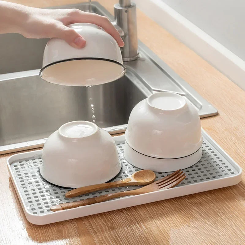 Rectangular Kitchen Drain Tray – Bowl, Fruit & Cup Organizer Kitchen Drain Rack Axl