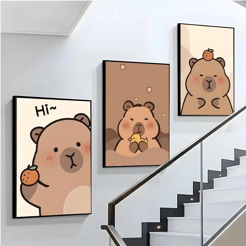 Capybara Cute Animal Poster – Modern Wall Art Sticker Decor Wall Art Poster Axl
