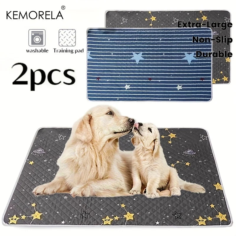 KEMORELA 2-Pack Washable Dog Training Mats | Reusable Pet Pad Dog Training Mat Axl