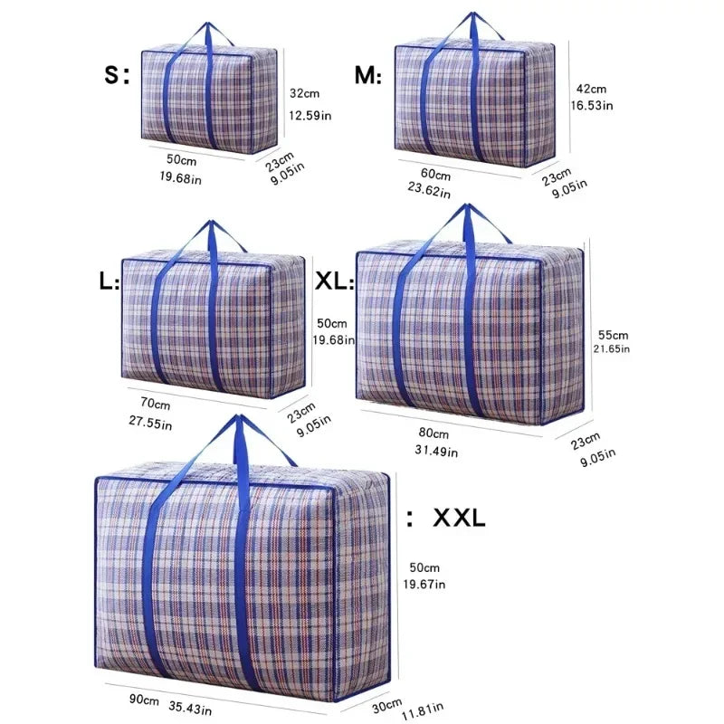 Foldable Large Capacity Woven Moving & Storage Bag – Blue Storage Moving Bag Axl