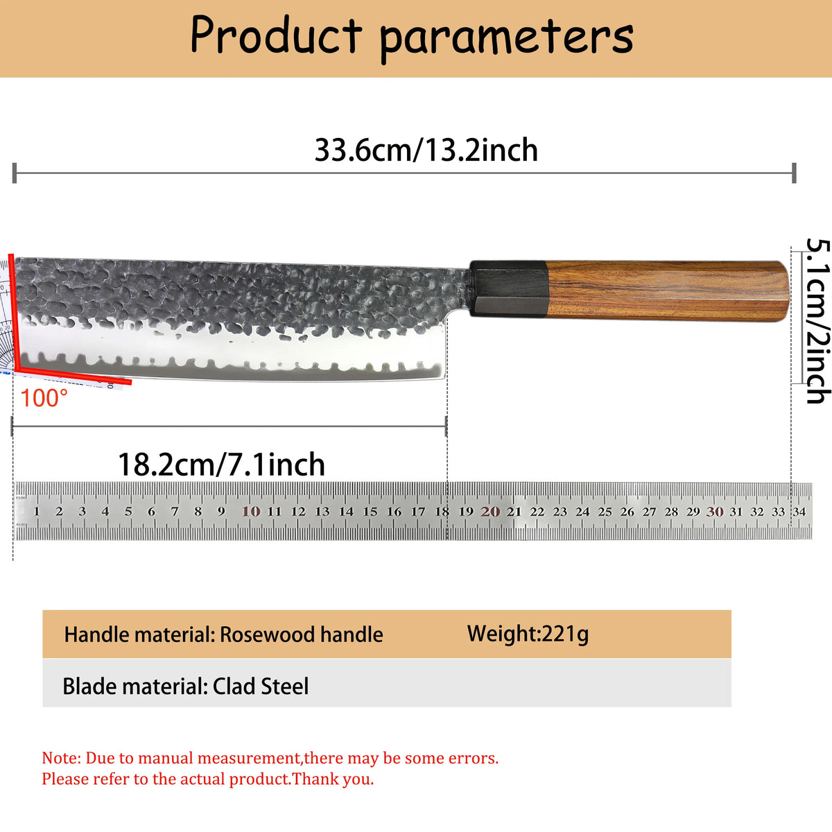 Hand Forged Nakiri Knife – Stainless Steel Vegetable Cleaver Nakiri Kitchen Knife Axl