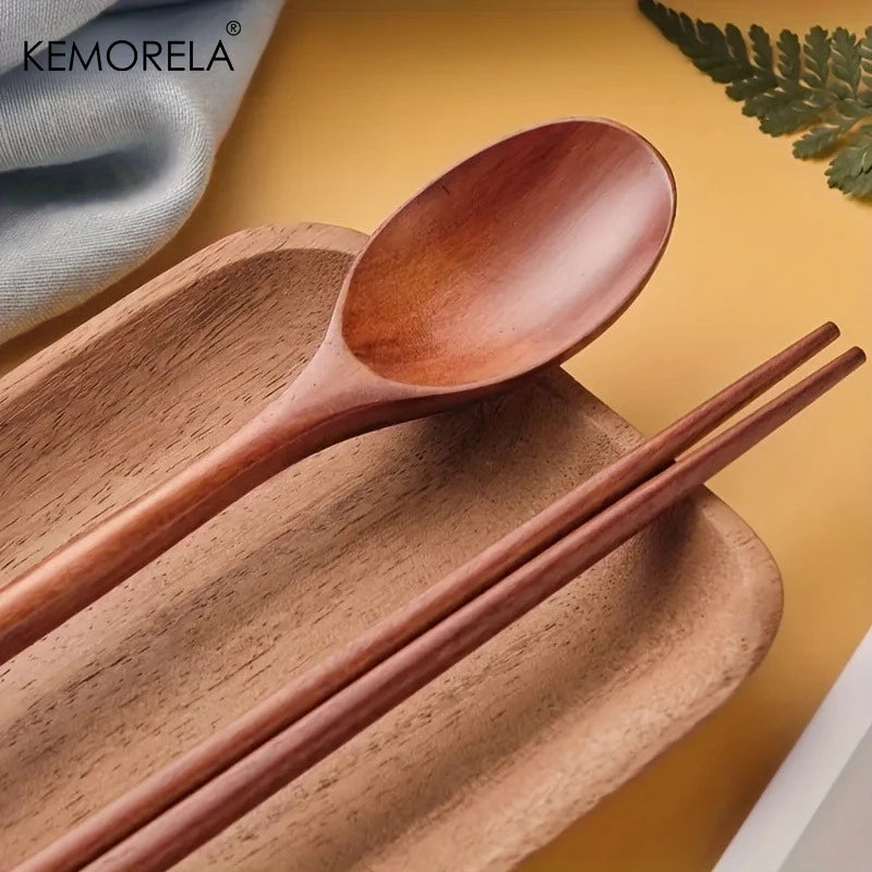 12-Piece Wooden Chopstick & Spoon Set – Reusable Eco Flatware Wooden Flatware Set Axl
