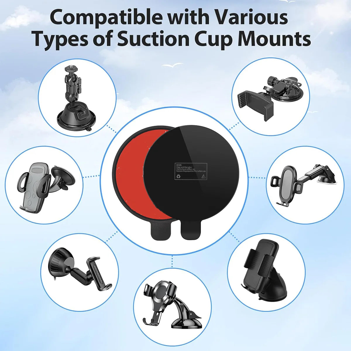 Universal Adhesive Dashboard Mounting Disk for Suction Cup Holder Car Mount Pad Axl