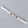 Pearl Buckle Elastic Waist Belt – PU Leather Women's Thin Belt Women's Waist Belt Axl White