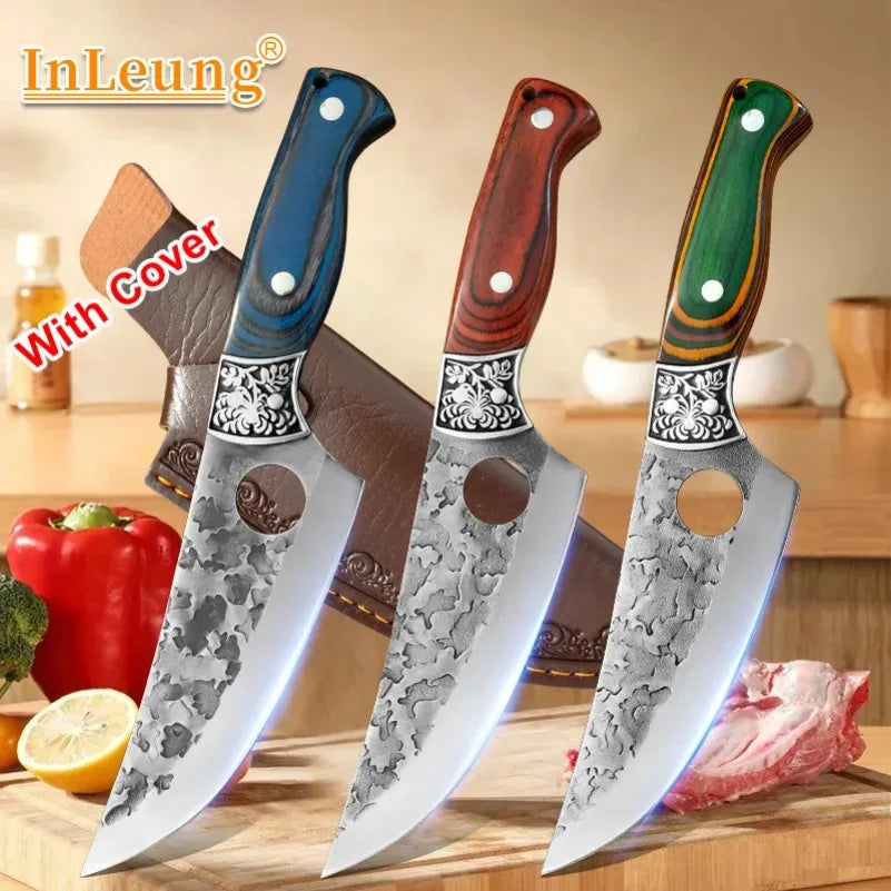 InLeung Handmade Forged Boning & Butcher Knife – Stainless Steel Forged Kitchen Knife Axl