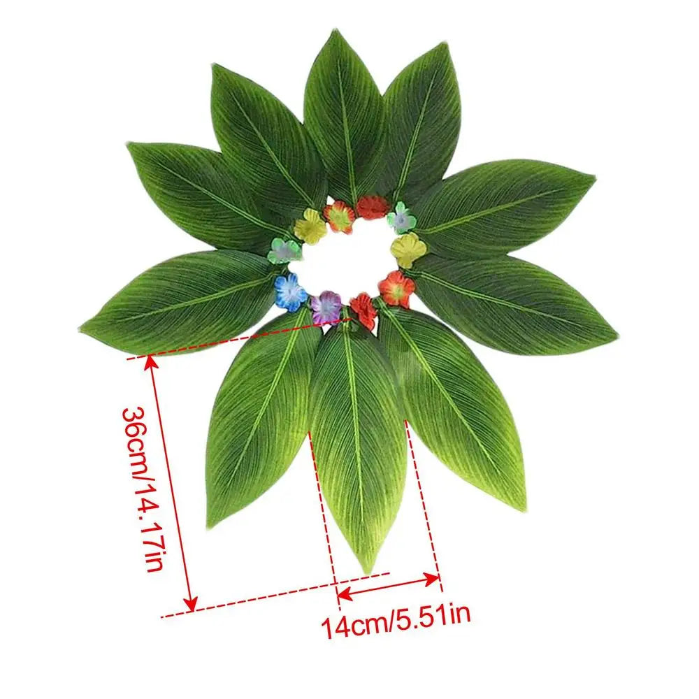 Hawaiian Grass Skirt with Flowers & Wreath Set | Party Costume Costume Skirt Set Axl A