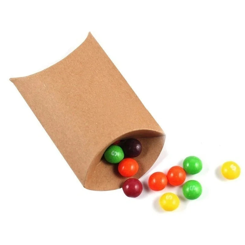 50 Kraft Paper Pillow Boxes – Wedding & Party Gift Candy Boxes Gift Pillow Boxes Axl