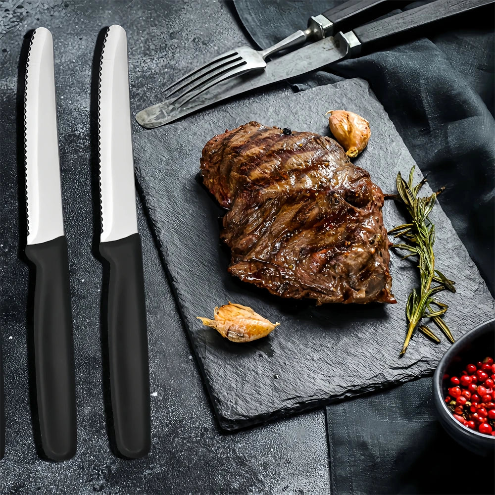 Serrated Steak Knife Set 1/4/8 Pcs – Sharp Steel Dinner Knives Steak Knife Set Axl