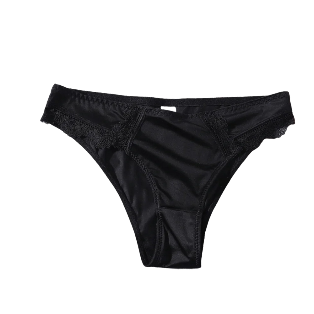 Women's Seamless Lace Low-Rise Briefs | French Style Panties Women's Lace Briefs Axl Black L 1pc