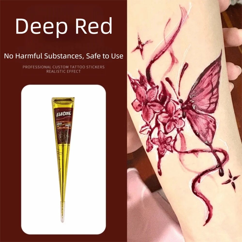 Natural Henna Paste Cone – Semi-Permanent Mehndi Body Art Henna Body Art Axl Dark Red