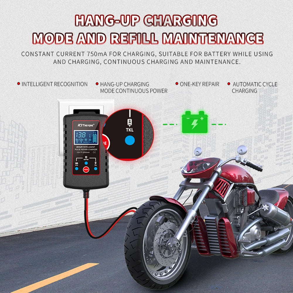 Smart 6V 12V Automatic Battery Charger – Motorcycle & Lawn Mower Battery Charger Axl