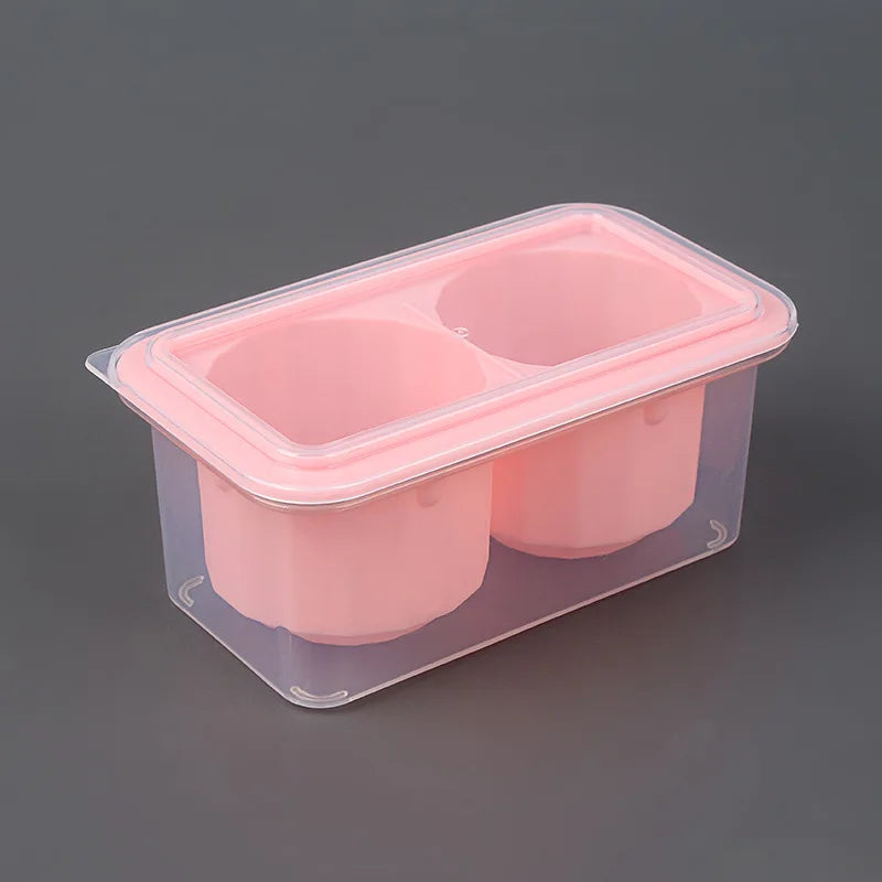 Large Round Silicone Ice Cube Tray with Lid – 2 Cavity Mold Silicone Ice Mold Axl Light Pink S