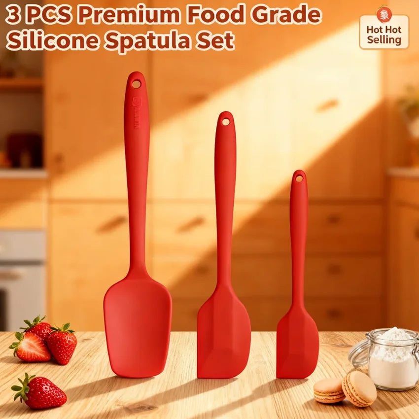 3-Piece Silicone Spatula Set – Heat-Resistant Baking Tools Silicone Spatula Set Axl