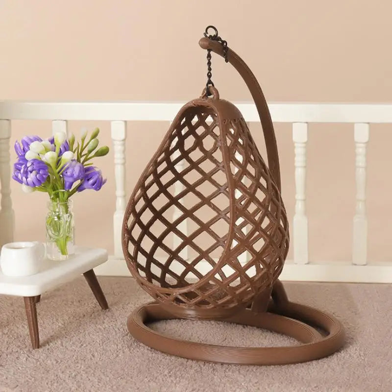 1:12 Scale Dollhouse Miniature Wicker Hanging Egg Chair Model Dollhouse Miniature Axl