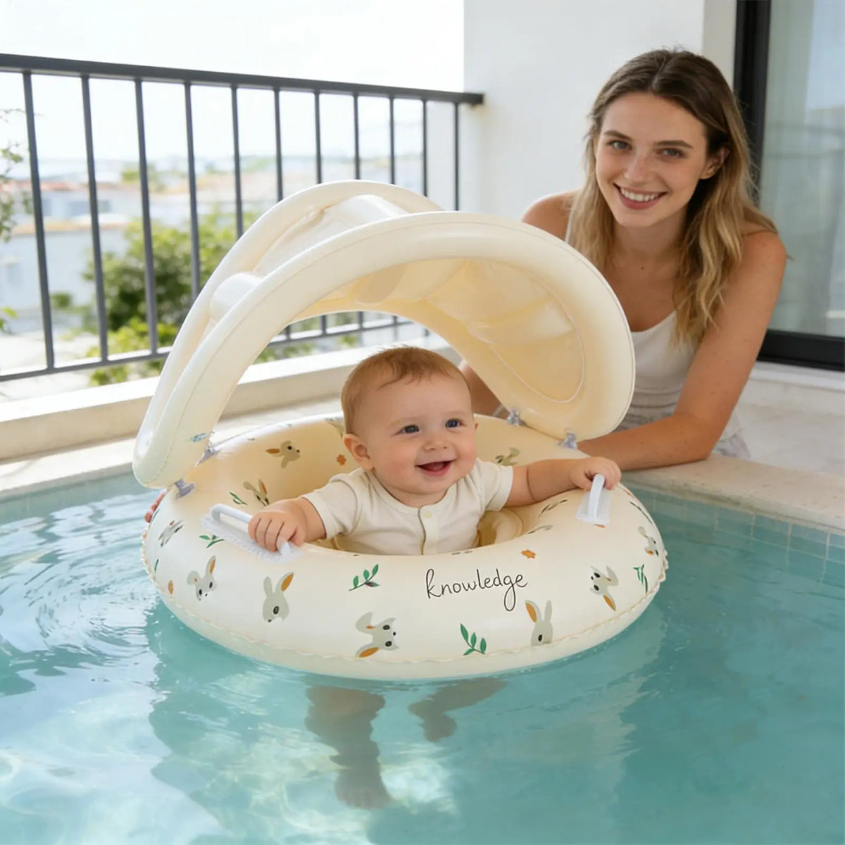 Kids Inflatable Pool Float with Removable Sun Canopy Kids Pool Float Axl